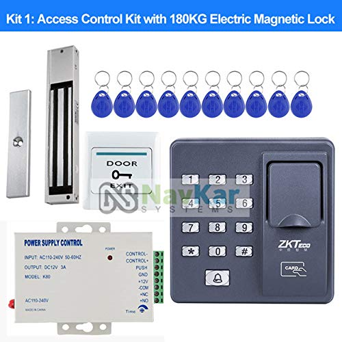 Combo-CN164 Biometric RF PIN Access Control, EM Lock 600 Lbs, Exit Button, K80 Supply, 10 Keychain