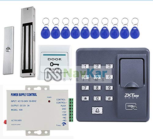 Combo-CN164 Biometric RF PIN Access Control, EM Lock 600 Lbs, Exit Button, K80 Supply, 10 Keychain