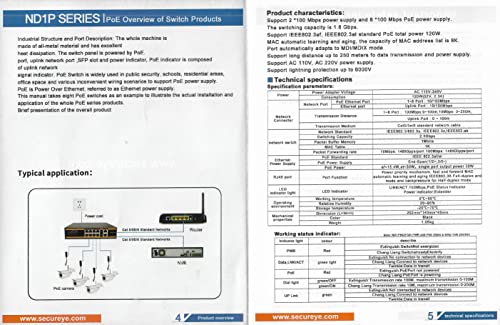 Secureye 4 Port + 2 Uplink Ports 10/100 Mbps PoE Switch (4+2 Port)