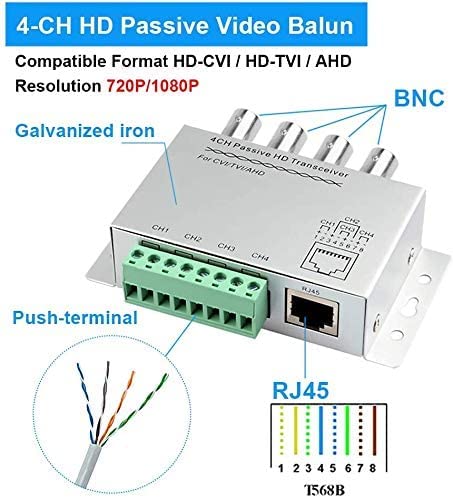 (VB-04) 4 Channel HDCVI AHD HDTVI CVBS UTP Video Balun Passive hdcvi transceiver - Set of 2