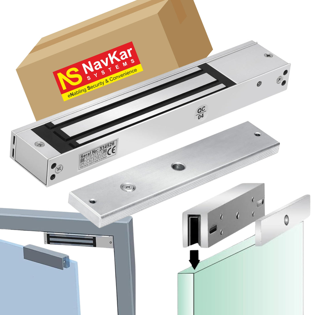 NavKar EM magnetic lock with U bracket for glass door