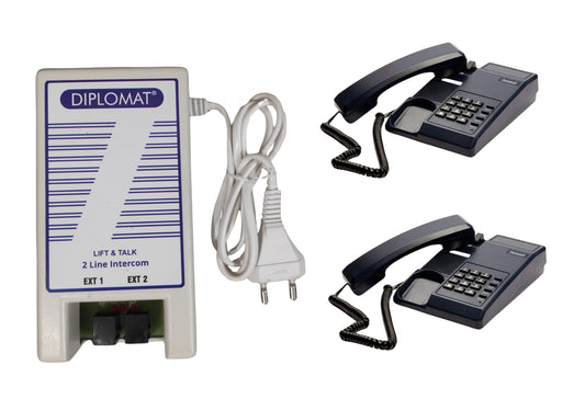 Diplomat DP-002 lift and talk intercom with two Beetel C11 phones