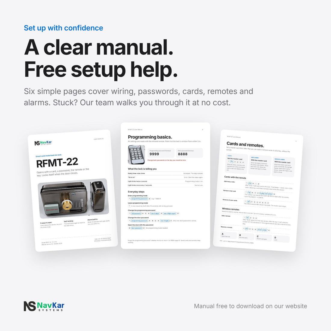 RFMT-22 smart card lock user manual pages
