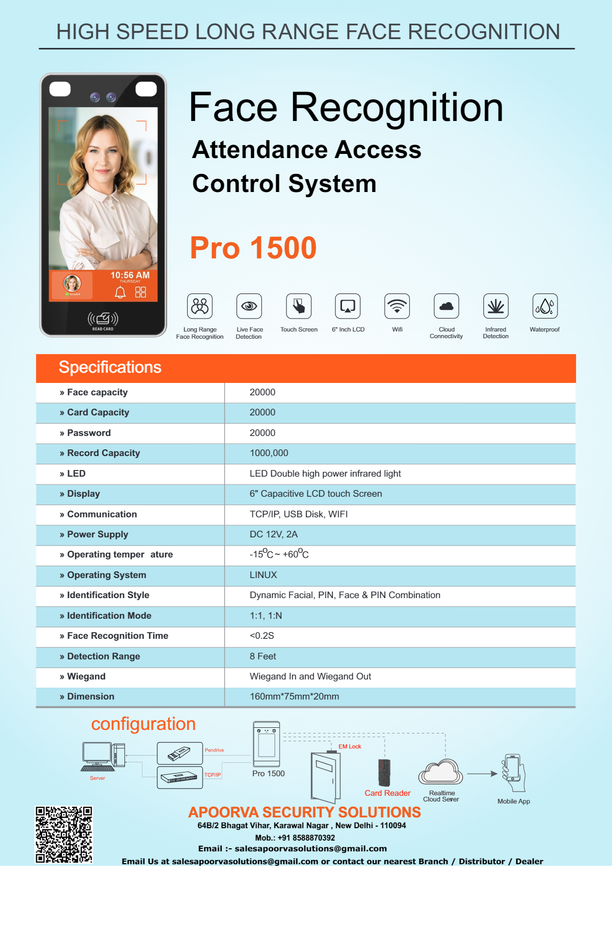 Realtime Pro 1500 Face Recognition Attendance Access Control System