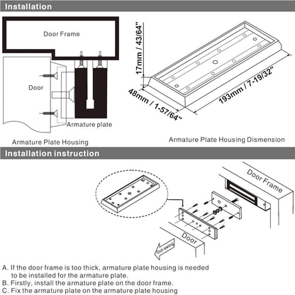 I Bracket Installation Groove of Armature Plate for 280KG 600Lbs Magnetic Lock