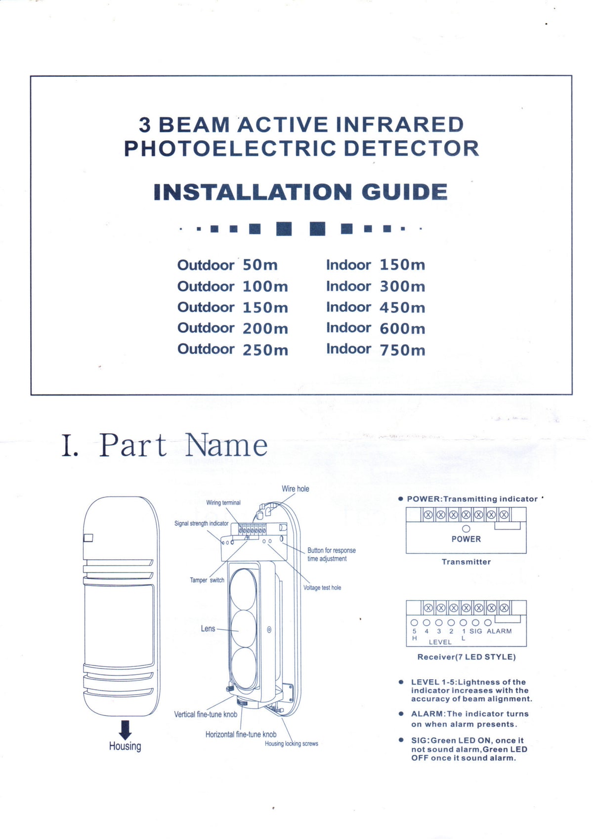 ABT-250 Weatherproof Triple Beam Alarm Photoelectric Infrared Led Detector Security System, Home Security Alarm Infrared Detector Sensor 3 Beam Sensor
