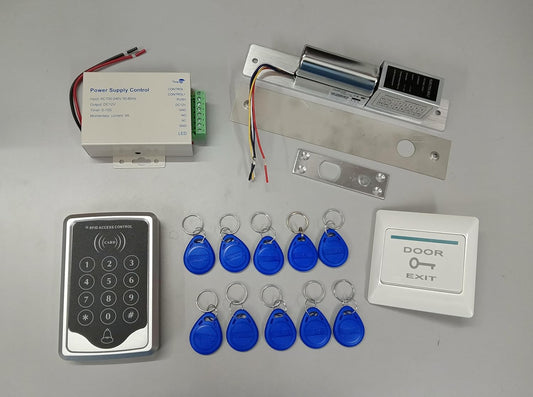 NAVKAR SYSTEMS RFID Pin Access Control System, Drop Bolt Lock, K80 Supply, PVC Button, Keychain Tag 10 Nos for Wooden or Aluminium Door