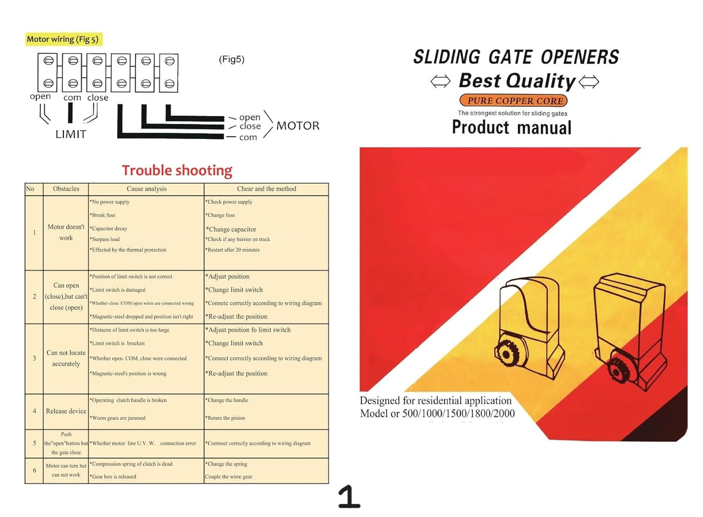 370W Sliding Gate Motor 600Kg Capacity with 2 Remotes, Limit Switches, 2 Keys to Free The Motor and Mounting Base Plate with User Manual