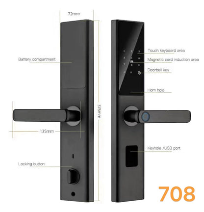 Smart Digital Keyless Fingerprint Lock for Main,Safety,Bedroom & Office Door with Password,Smart Card,Mechanical Keys & WiFi Smart Life Mobile App Control(35mm to 70mm Door Thickness)