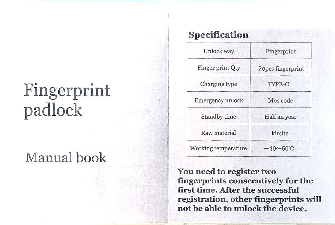 Smart Fingerprint Padlock, Finger Print Unlock Mini Security Key Friendly Kids and Elderly Keyless Lock Quick Anti-Theft