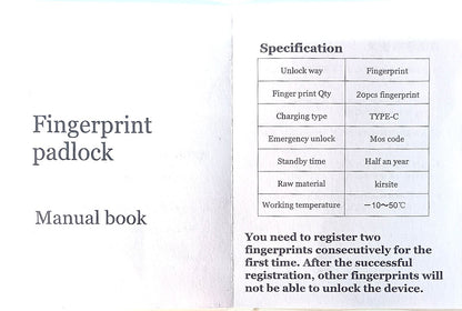 Smart Fingerprint Padlock, Finger Print Unlock Mini Security Key Friendly Kids and Elderly Keyless Lock Quick Anti-Theft