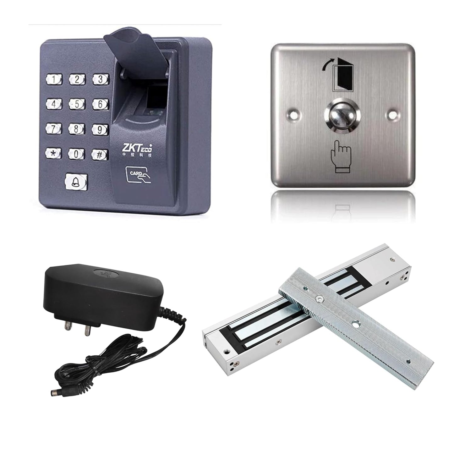 NAVKAR SYSTEMS Fingerprint Access Control System with EM Lock, Exit Push Button and Adapter