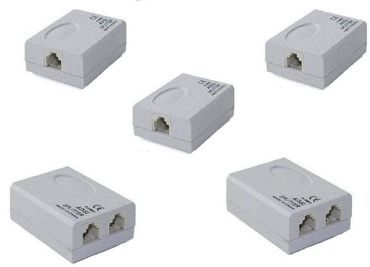 NAVKAR SYSTEMS ADSL/VDSL/APDT Splitter for Landline Telephone and Broadband Modem Box Internet Phone Filter Splitter - 6P2C RJ 11 Female Jack to 2X 6P2C Double Female Jack Adaptor Pack of 5