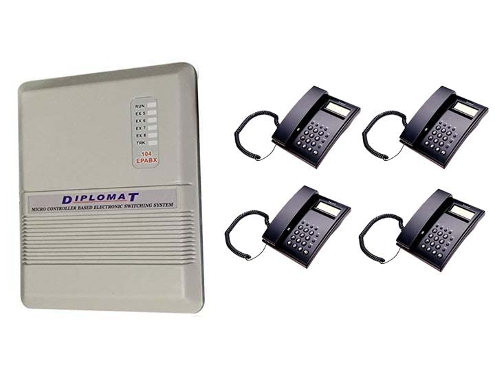 Navkar Systems Diplomat 104 intercom System with C51 4 nos Phones