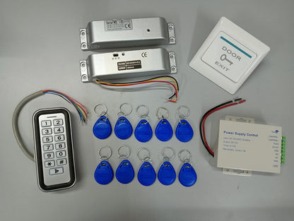 Weatherproof RFID Pin Access Control System, Surface Mount Drop Bolt Lock, K80 Supply, Exit Button, Keychain Tag 10 Nos