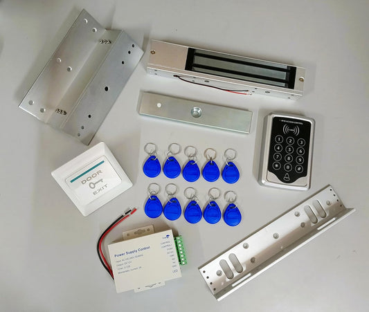 NAVKAR SYSTEMS RFID Pin Access Control System, EM Lock 600 Lbs, Z Bracket, L Bracket, K80 Supply, PVC Button, Keychain Tag 10 Nos for Wooden or Aluminium Door