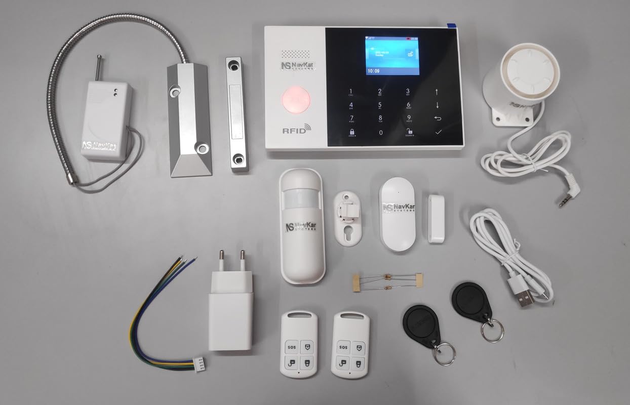 NAVKAR SYSTEMS WiFi GSM Touch Security System Complete Kit (with 1 pc Door, 1 pc Motion) and 1 pc Wireless Shutter Sensor