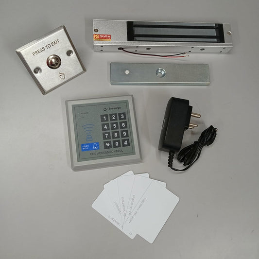 RFID Card Password Based Access Control System, Electro Magnetic EM Lock 600 Lbs, Exit Button, 12 v 2 Amp Adapter, 10 RFID Cards