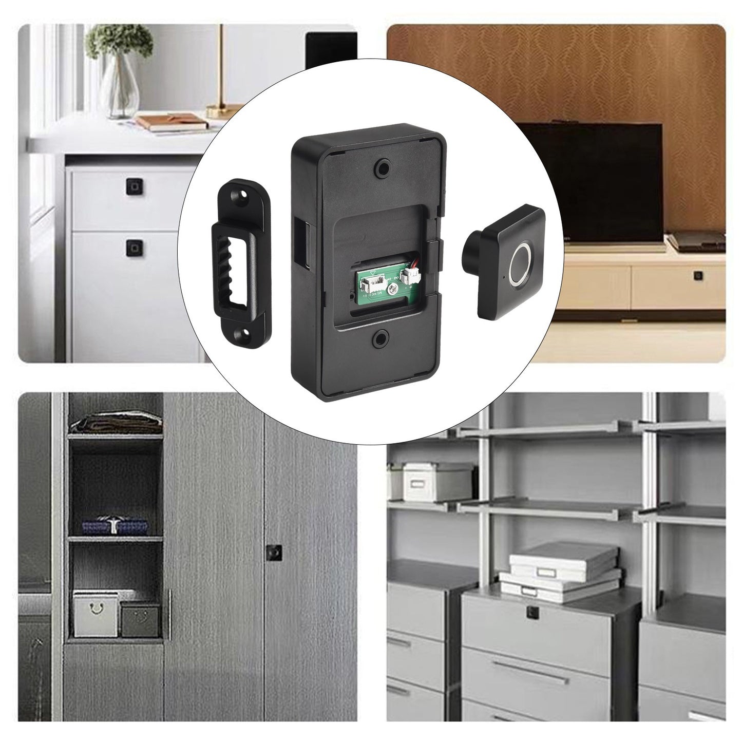 FPCL-100 Fingerprint Lock for Drawer & Cabinet Smart Lock with Emergency USB Power Input for Home, Cabinet, Drawer, Box, Locker