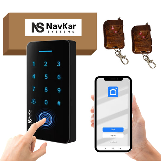 WB-02 Weatherproof Finger Card Pin Remote Mobile App Access Control Panel with 2 Remotes, Can Operate Any Electronic Lock Using Finger Card Pin Remote Smart Life App