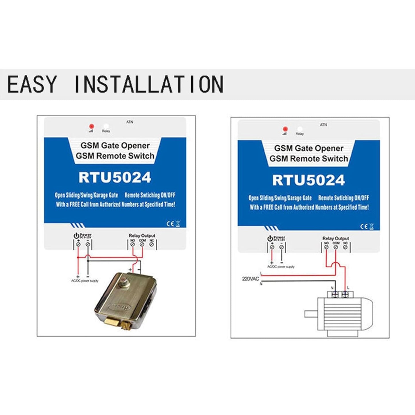 RTU5024 Smart GSM Gate Opener | Relay Switch | Wireless Remote Control Door Access Door Opener Free Call 850/900/1800/1900MHz