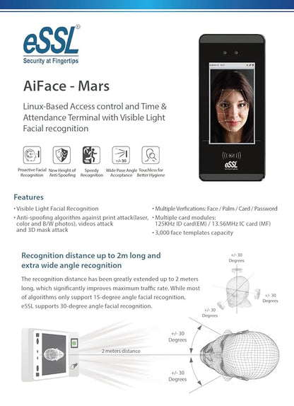 NAVKAR SYSTEMS ESSL AiFace-Mars Long Range Face Attendance & Access Control System