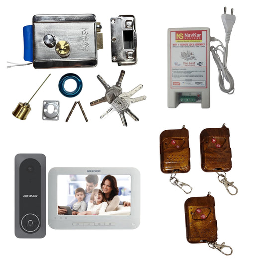Combo-CN219 Electronic Door Lock+ WiFi Power Supply + 3 Remotes with Video Door Phone (VDP DS-KIS205T 7-inch)