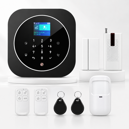 NAVKAR SYSTEMS Combo-CN304 ACJ-402 WiFi + GSM Security Alarm System Complete Kit with 1 Wireless Vibration Sensor VS-43 | Smart Life App Controlled Home Anti-Theft Security System