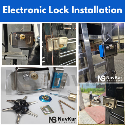 Navkar Systems Steel Body Standard Size Electronic Lock with Remote receiver, Adapter & 2 Remotes