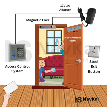 RFID Card Password Based Access Control System, Electro Magnetic EM Lock 600 Lbs, Exit Button, 12 v 2 Amp Adapter, 10 RFID Cards