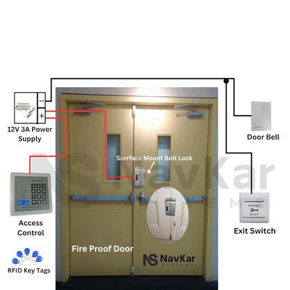 NAVKAR SYSTEMS Card Access Control+Suraface Mount Bolt Lock with WiFi Receiver