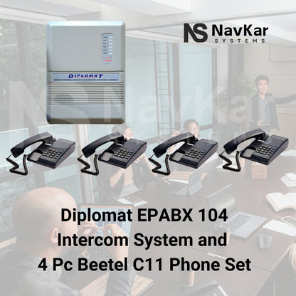 Diplomat EPABX 104 Intercom System and 4 Beetel Phone set