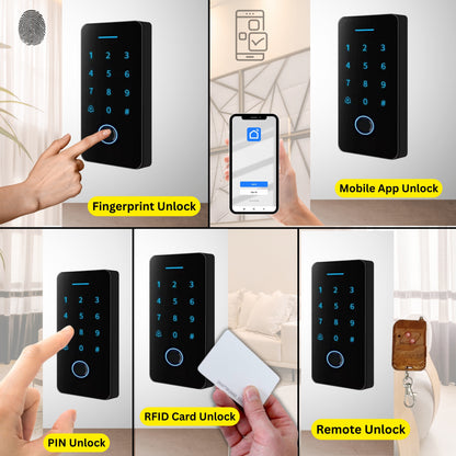 WB-02 Weatherproof Finger Card Pin Remote Mobile App Access Control Panel with 2 Remotes, Can Operate Any Electronic Lock Using Finger Card Pin Remote Smart Life App