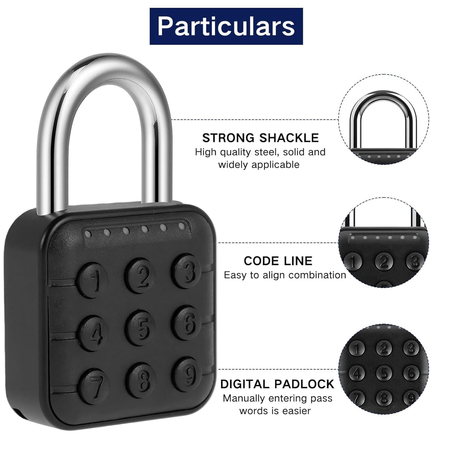 Waterproof Rust-resistant Durable Keyless Convenient and Fast Home Security Smart Password Padlock