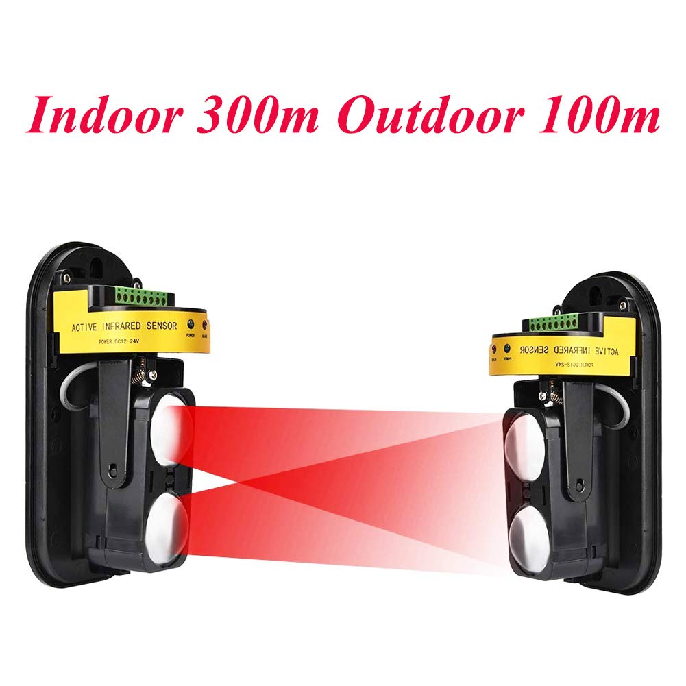 Dual Beam Outdoor 100m Security Active IR Infrared Detector with Beam Alignment Sensor Alarm