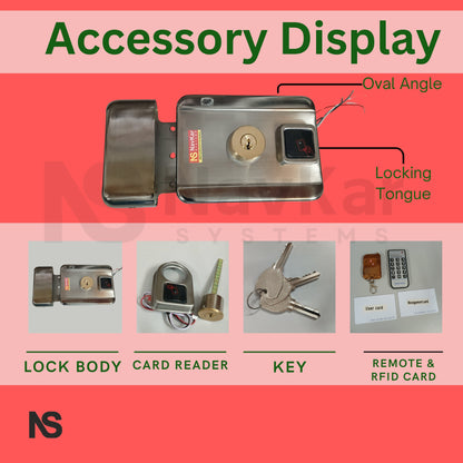 Navkar Systems 12V Two-Way Motorised Lock with Remote Integrated with RFID