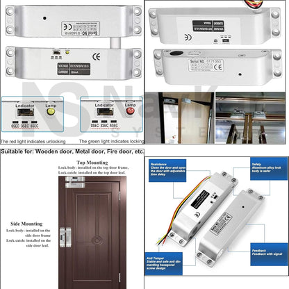 NAVKAR SYSTEMS Card Access Control + Suraface Mount Bolt Lock with Wifi Receiver