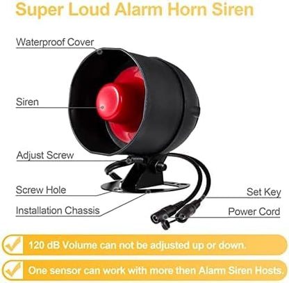 Combo-CN287 WiFi Alarm Home Security System, SRN-TY Wireless Alarm System with Loud 120dB Motion Sensor Siren, Window Door Alarms Sensor, Remote Control for Shed Garage