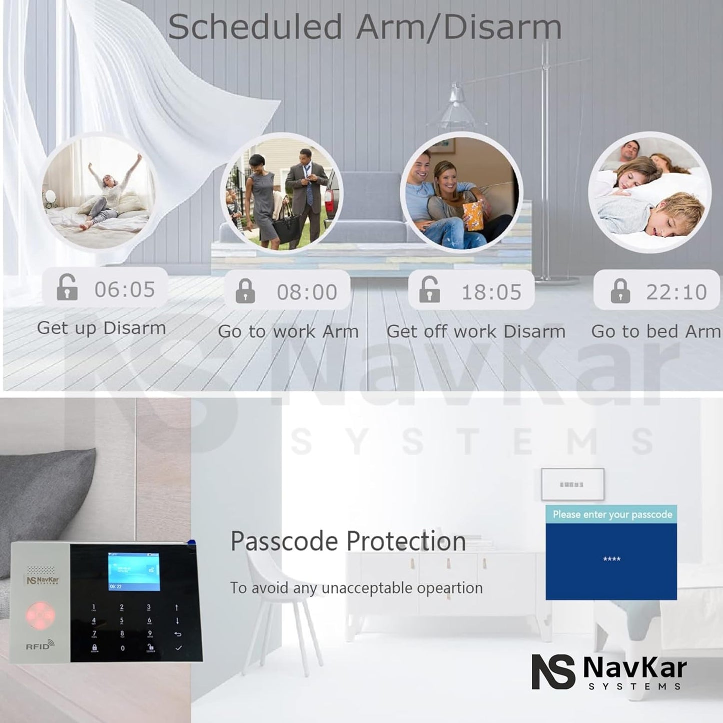 NAVKAR SYSTEMS WiFi GSM Touch Security System Complete Kit (with 1 pc Door, 1 pc Motion) and 1 pc Wireless Vibration Sensor