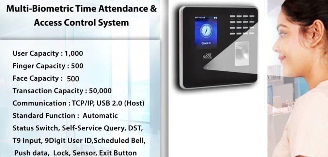 Combo-CN169 Face Finger Biometric Attendance with 1 Year Cloud Software and Mobile App for Upto 50 Employees with EM Lock Exit Switch power Supply L Z Bracket and 10 thin RFID cards