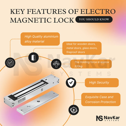 Navkar Systems Biometric Attendance and Access Control System with EM Lock and Push Button