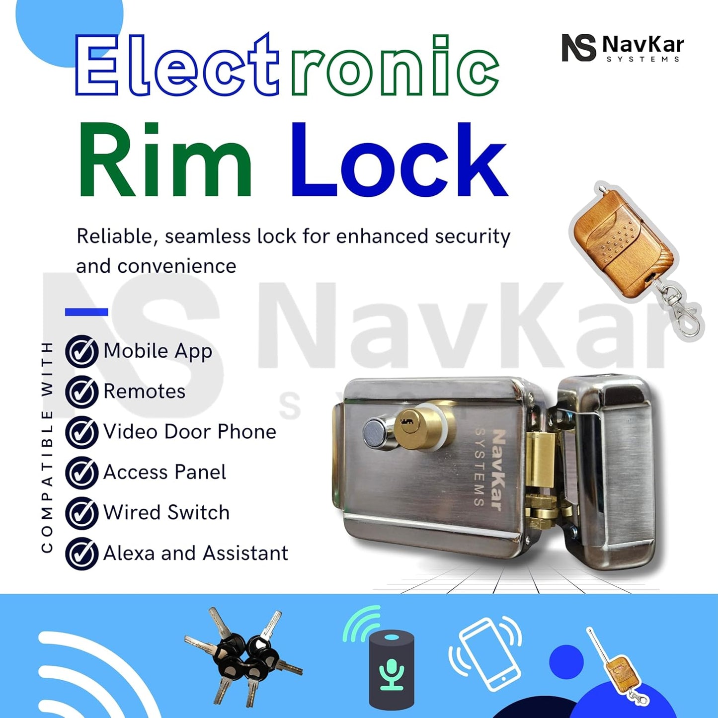 NAVKAR SYSTEMS RFID access control with electronic lock and power supply for metal door