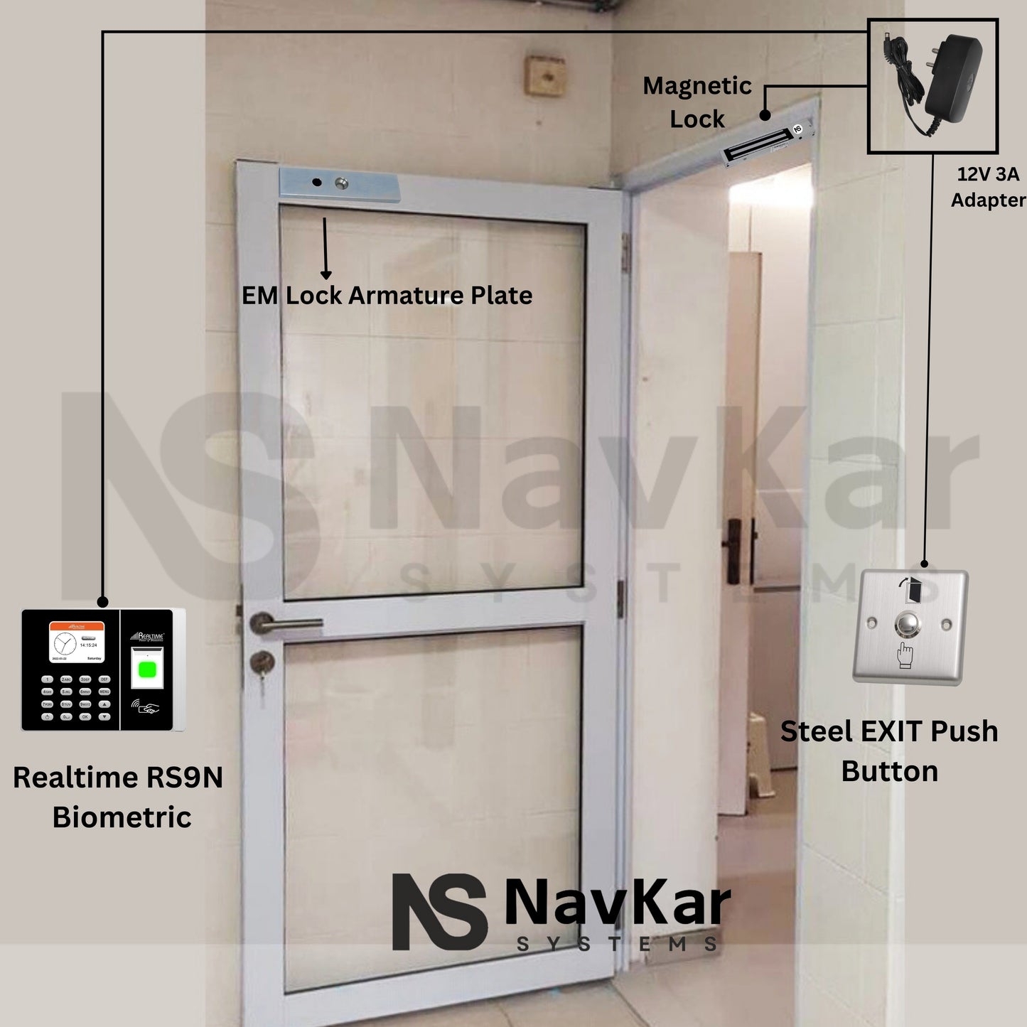 Biometric Attendance & Access Control System with EM Lock & Push Button