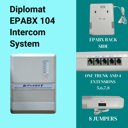 Diplomat EPABX 104 Intercom System and 4 Beetel Phone set