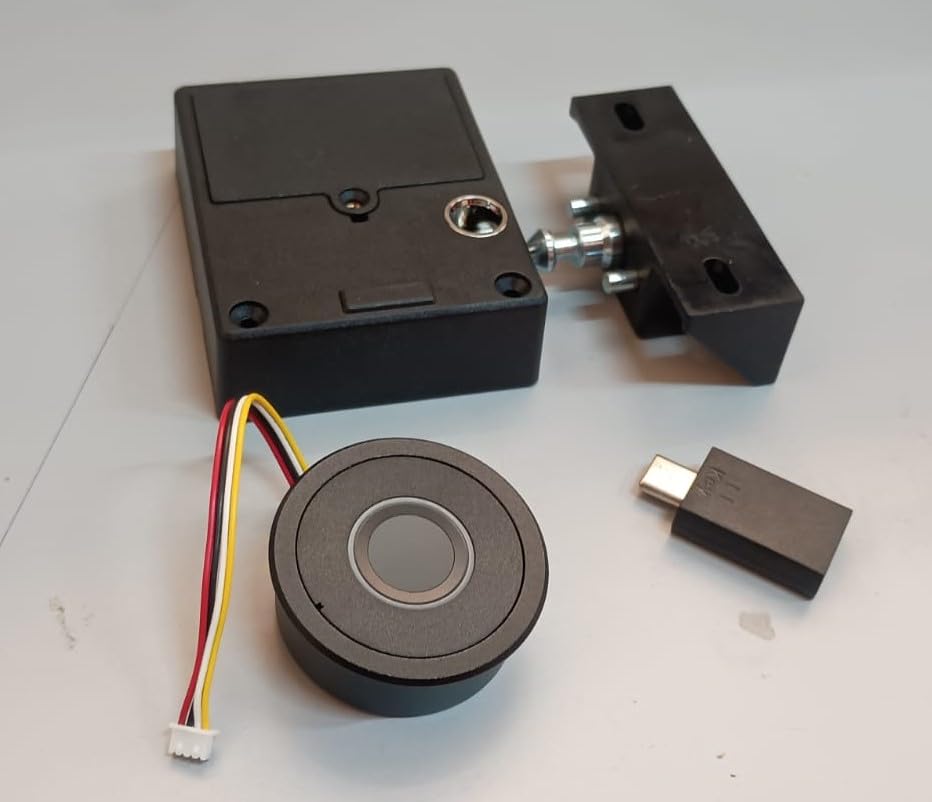 NAVKAR SYSTEMS FPCL-PN Concealed Metal Body Fingerprint Drawer Lock,Smart Biometric(20 Fingerprints stored & Each Lock Different EKey)(Can be Install in Sliding/Openable Wardrobe/Drawer/Cabinet)