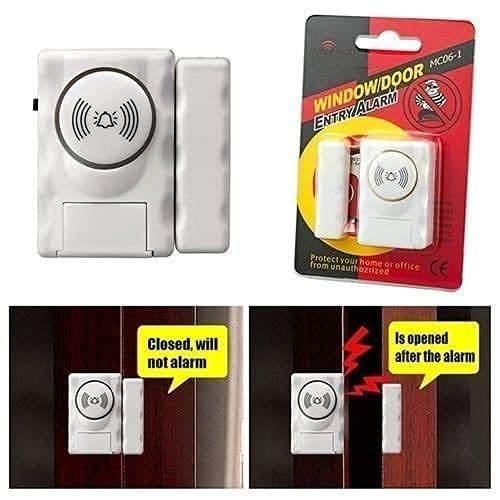 (MC-AL) Wireless Door Window Open Alert Home Security System Siren/Alarm, Standard Size, White - Set of 8 Numbers Sensors