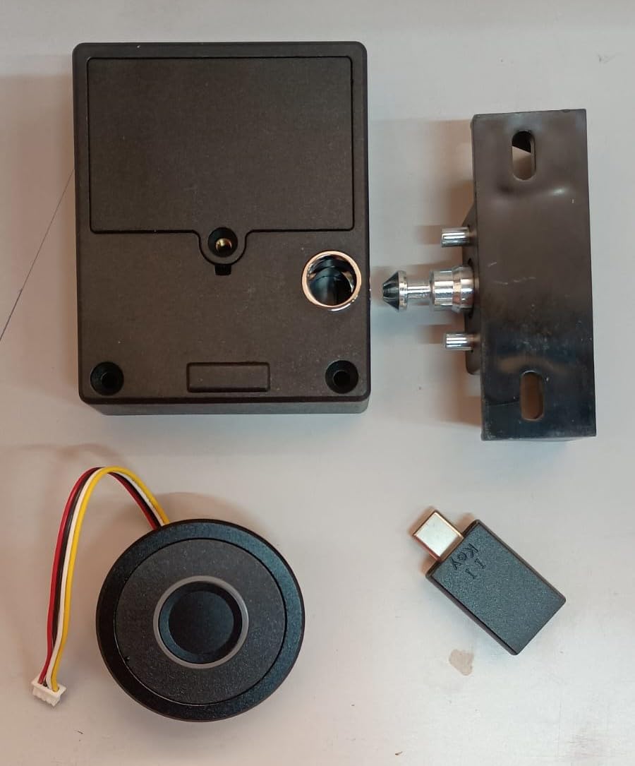 NAVKAR SYSTEMS FPCL-PN Concealed Metal Body Fingerprint Drawer Lock,Smart Biometric(20 Fingerprints stored & Each Lock Different EKey)(Can be Install in Sliding/Openable Wardrobe/Drawer/Cabinet)