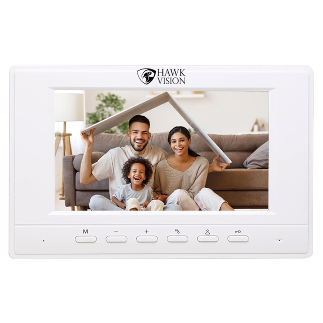 Hawk Vision HV-VDP-703A 7-Inch Video Door Phone Kit | Doorbell Camera with Night Vision | Two-Way Intercom | Main Door Security System for Homes & Flats with Display, Audio, and Remote Monitoring
