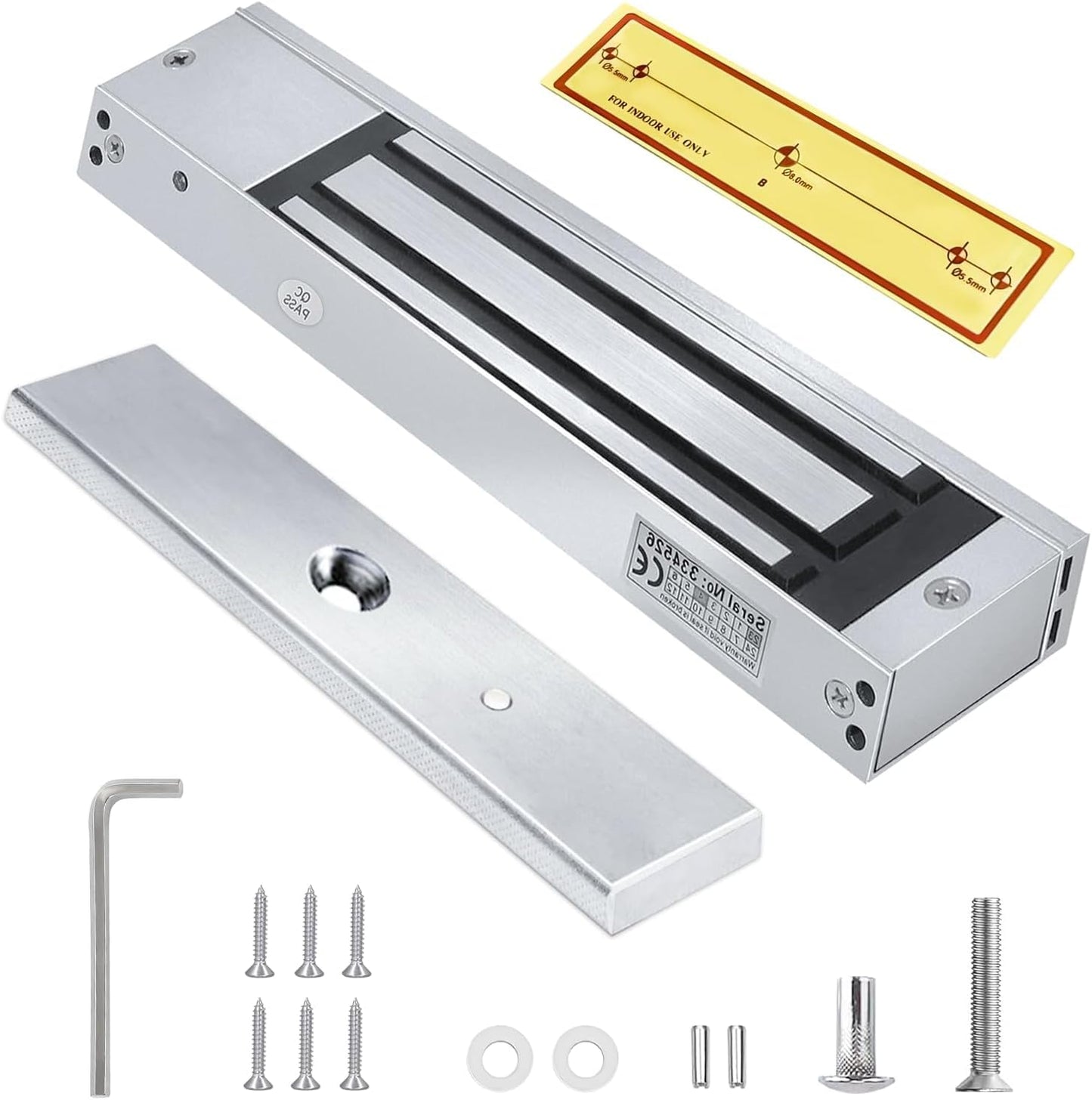 Door Entry Access Control System Weatherproof RFID Pin Access Panel, EM Lock 600 Lbs, L Bracket, K80 Supply, PVC Button, Keychain Tag 10 Nos