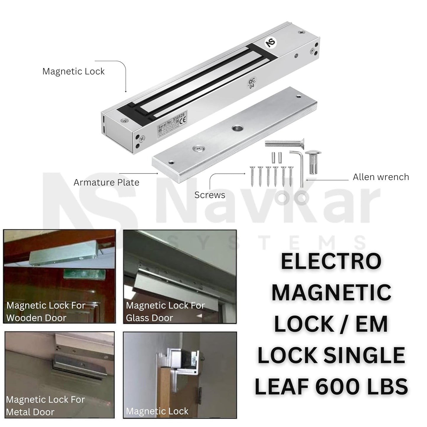 NAVKAR SYSTEMS Fingerprint Access Control System with EM Lock, Exit Push Button and Adapter